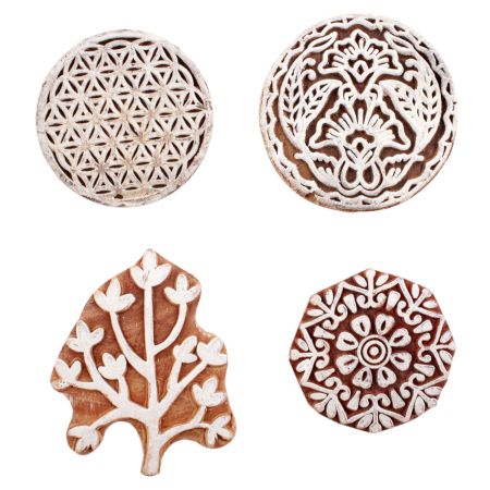 Set of 4 Piece New Mix Wooden Printing Block